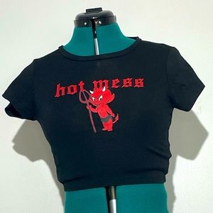 Garage Devil Baby Hot Mess Crop Tee    Size: P/S.  EUC